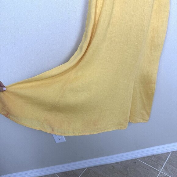 FLAX by Jeanne Engelhart 100% Linen Maxi Dress Size Petite US Small 4 - 6 Yellow - Picture 4 of 16